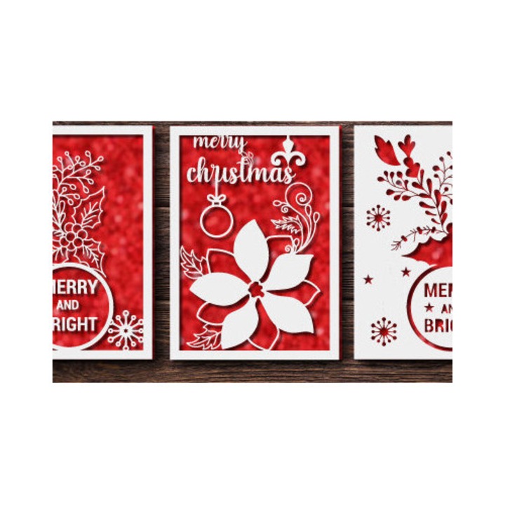 Felicitare de Craciun, Intrahome, Layer 1044, 15x15 cm, din plywood 3mm-4mm, pentru decoratiuni si proiecte DIY