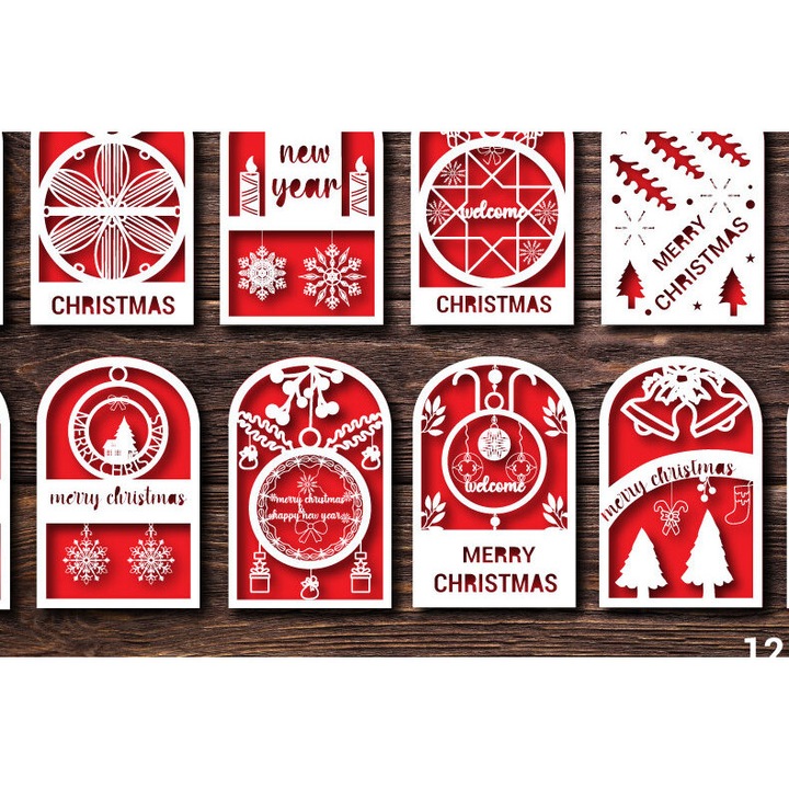 Felicitare, Intrahome, Christougenniatike eucheteria karta 784, 15x15 cm, din plywood 3mm-4mm, pentru decorare si proiecte DIY