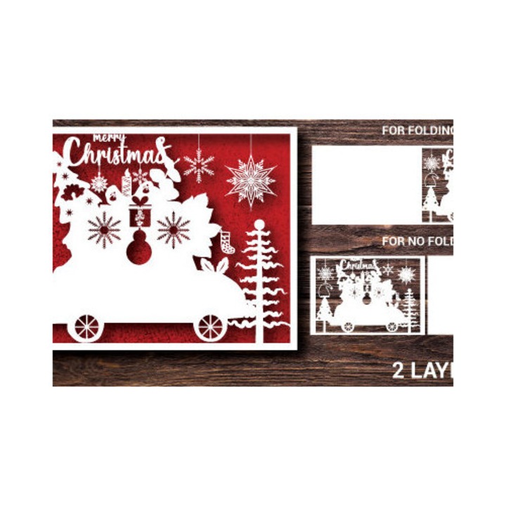 Carte de felicitare, Intrahome, Christougenniatike eucheteria, 15x15 cm, din plywood 3mm-4mm, pentru decoratiuni si proiecte DIY