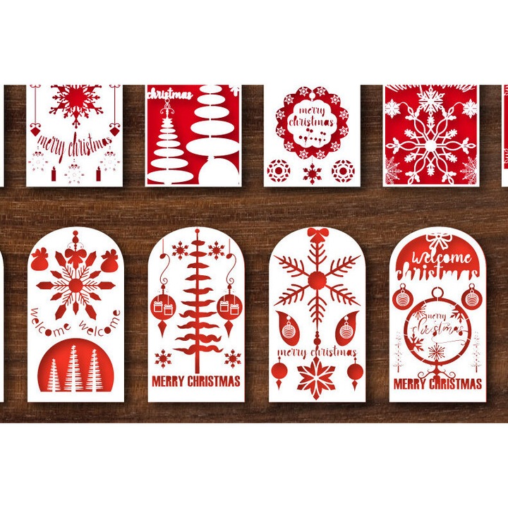 Felicitare de Craciun, Intrahome, 15x15 cm, din plywood 3mm-4mm, pentru decoratiuni si proiecte DIY