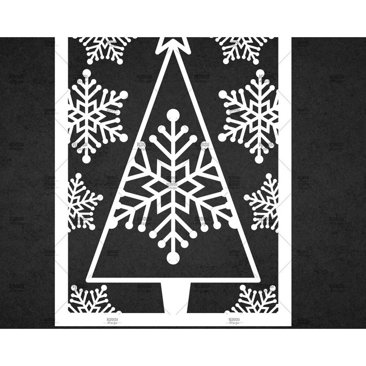 Felicitare de Craciun din lemn de plywood 3mm-4mm, 5x7 cm, set, Intrahome