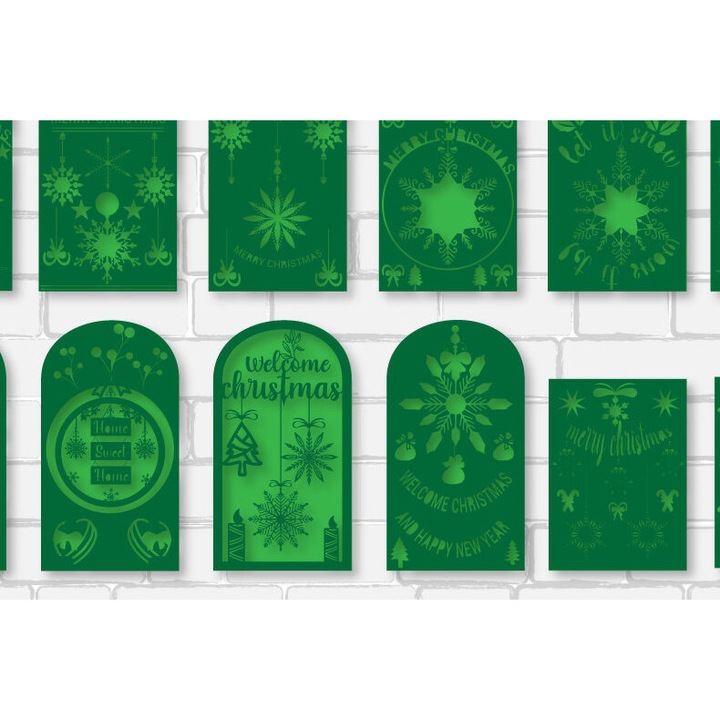 Felicitare Craciun, Intrahome, model 802, 8x8 cm, din plywood 3mm-4mm, pentru decoratiuni si proiecte DIY