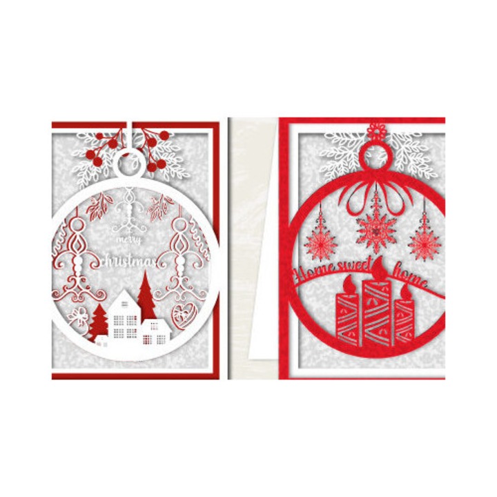 Felicitare, Intrahome, Christougenniatike eucheteria karta Layer 974, 15x15 cm, din plywood 3mm-4mm, pentru decorare si proiecte DIY