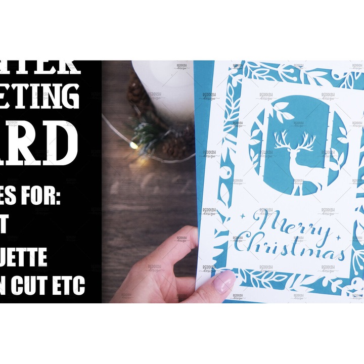 Felicitare de Craciun, Intrahome, 15x15 cm, din plywood, set de decoratiuni