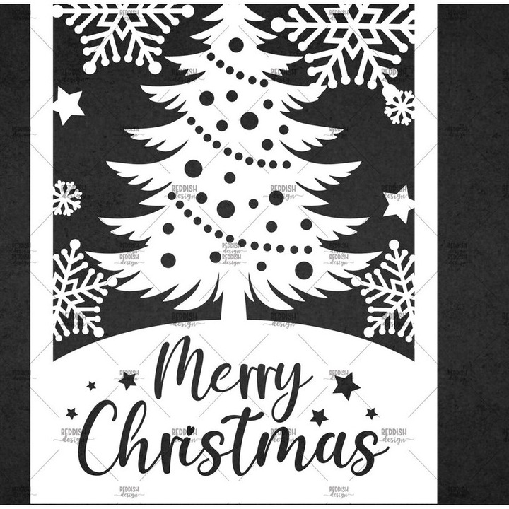 Felicitare de Craciun din lemn de plywood 3mm-4mm, 5x7 cm, set, Intrahome