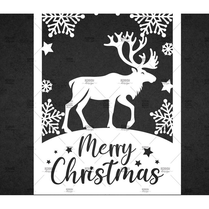 Felicitare de Craciun din lemn de plywood 3mm-4mm, dimensiune 5x7 cm, set de decoratiuni, Intrahome