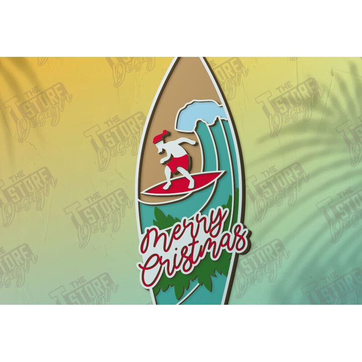 Set de decoratiuni din lemn pentru Craciun, Intrahome, taiate cu laser, 15x15 cm, din plywood 3mm-4mm