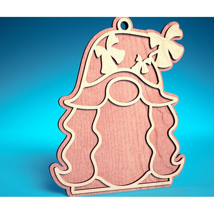 Decoratiune din lemn, Intrahome, taiere cu laser, 8x8 cm, set de Craciun