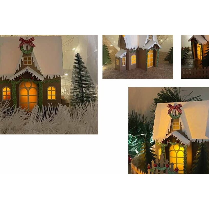 Placa decorativa din lemn, Intrahome, Craciun, 30x20 cm, set