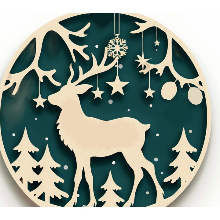 Placa lemn, Intrahome, Christougenniatiko, 4x4 cm, 3mm-4mm, pentru decoratiuni si proiecte DIY