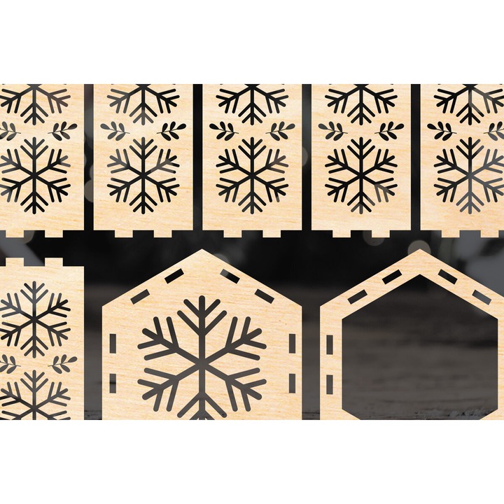 Fanal de Craciun, Intrahome, 15x15 cm, din plywood, pentru decoratiuni si proiecte DIY