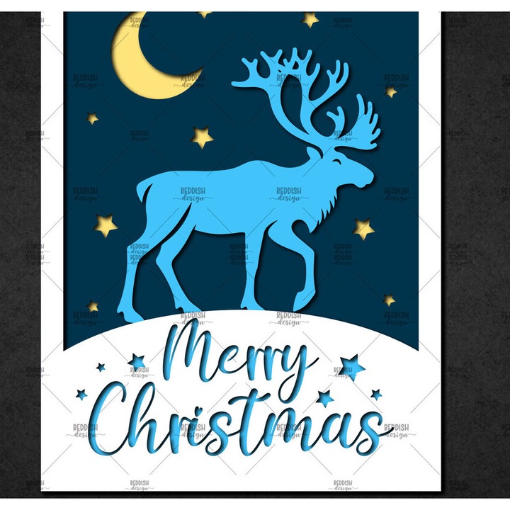 Felicitare, Intrahome, Craciun, 5x7 cm, set din lemn plywood 3mm-4mm