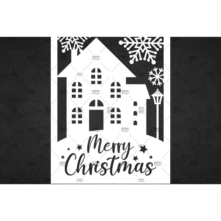 Felicitare de Craciun din lemn de plywood 3mm-4mm, 5x7 cm, set de decoratiuni, Intrahome