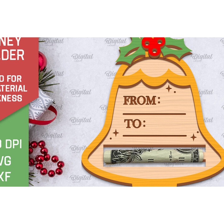 Felicitare din lemn, Intrahome, design Craciun, 15x15 cm, din plywood 3mm-4mm, pentru decoratiuni si proiecte DIY