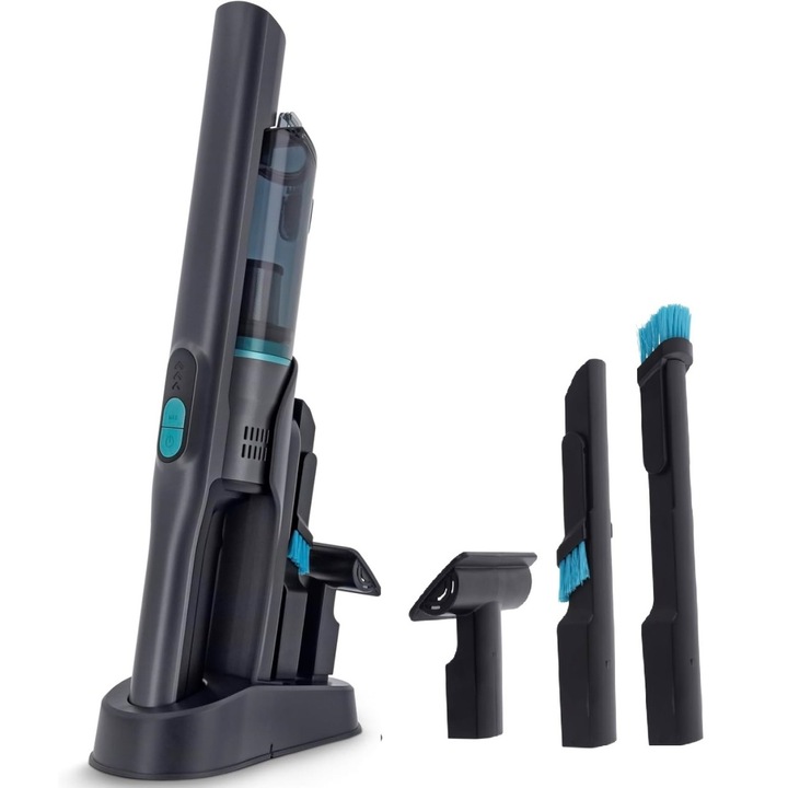 Aspirator de mana Fakir AS 1480LT, Li-Ion 14,8V, 30 min autonomie, 20 kPa, motor BLDC (fara perii) 180W, EPA, Negru