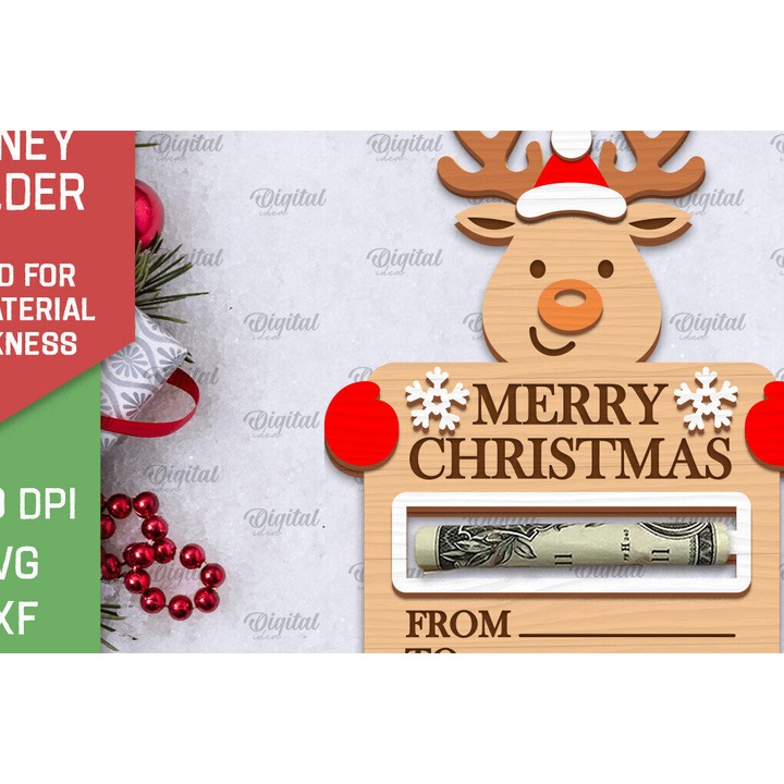 Felicitare, Intrahome, design taiat cu laser, 15x15 cm, din plywood 3mm-4mm, pentru Craciun