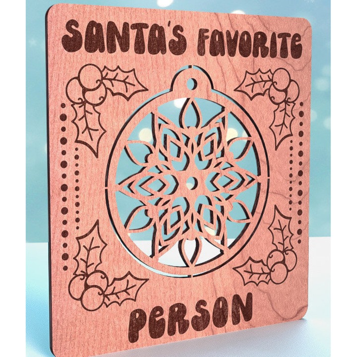 Carton de Craciun din lemn Plywood 3mm-4mm, 8x8 cm, set pentru decoratiuni si proiecte DIY