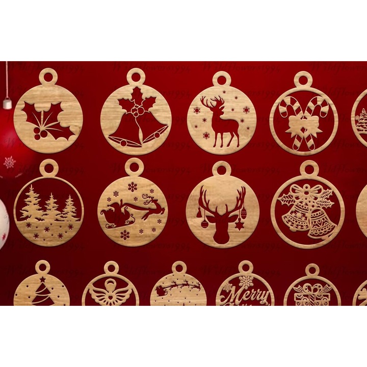 Stolidi de Craciun Desme, 20x30 cm, din plywood, set de decoratiuni, Intrahome