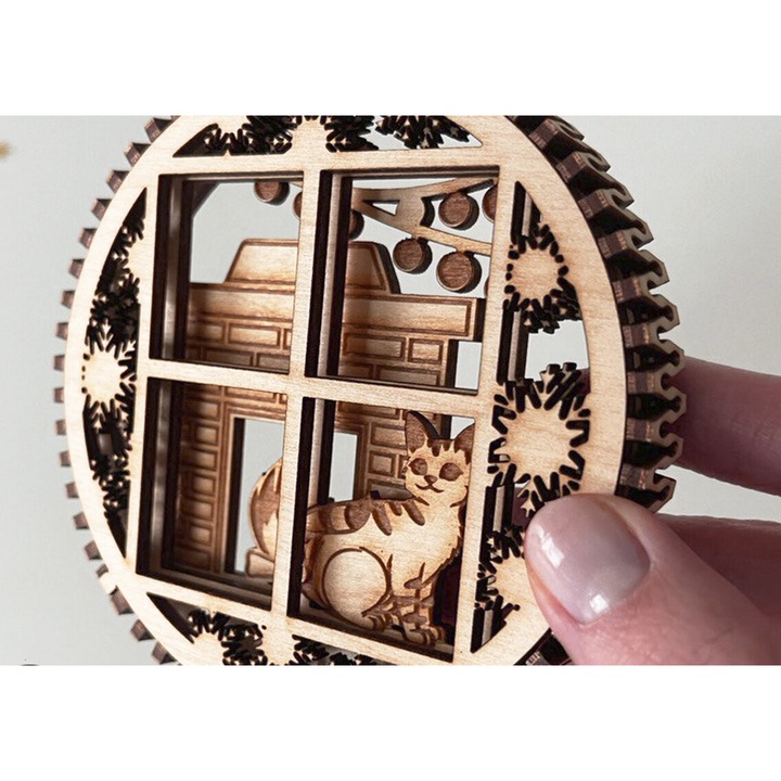 Accesorii decorative, Intrahome, decoratiuni de Craciun, 3x3 cm, plywood 3mm-4mm, set