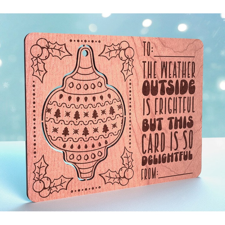 Carton de Craciun din lemn Plywood 3mm-4mm, 8x8 cm, set, Intrahome