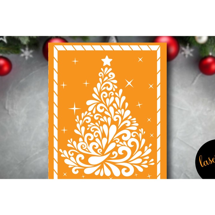 Felicitare de Craciun, Intrahome, 15x15 cm, din lemn de placaj, set