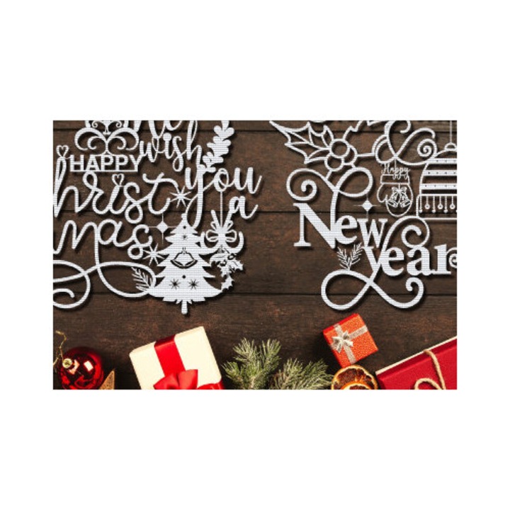 Glob de Craciun, Intrahome, model 1146, 8x8 cm, din plywood, pentru decoratiuni si proiecte DIY