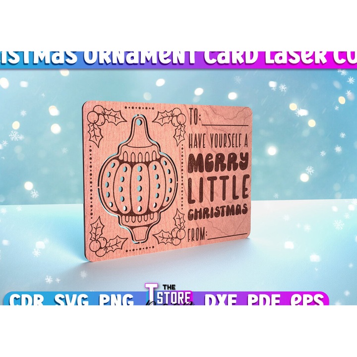 Carton de Craciun din lemn Plywood 3mm-4mm, 8x8 cm, set, Intrahome