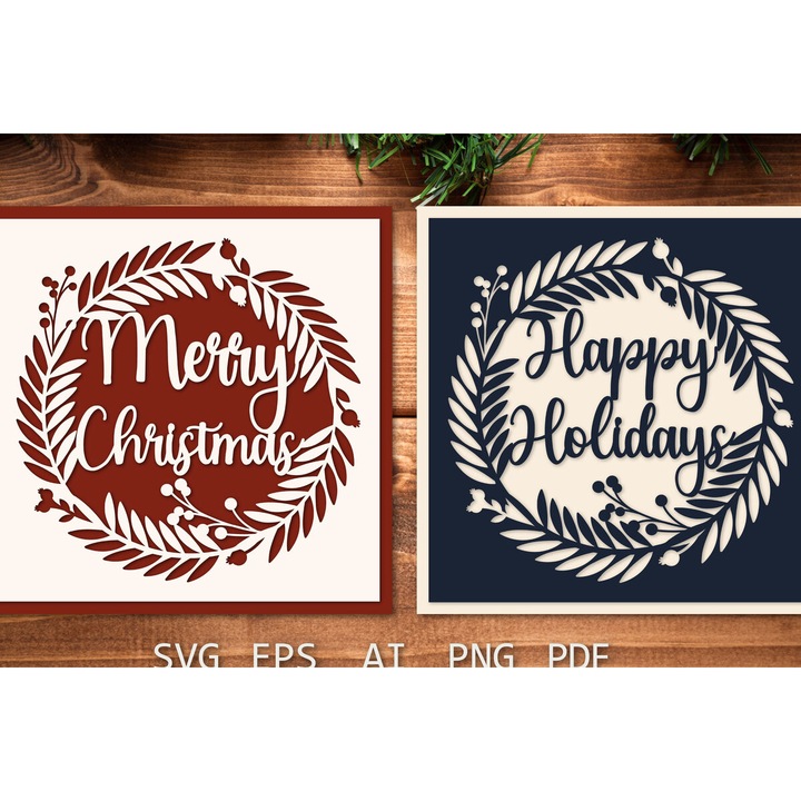 Felicitare de Craciun, Intrahome, 15x15 cm, din plywood 3mm-4mm, pentru decoratiuni si proiecte DIY