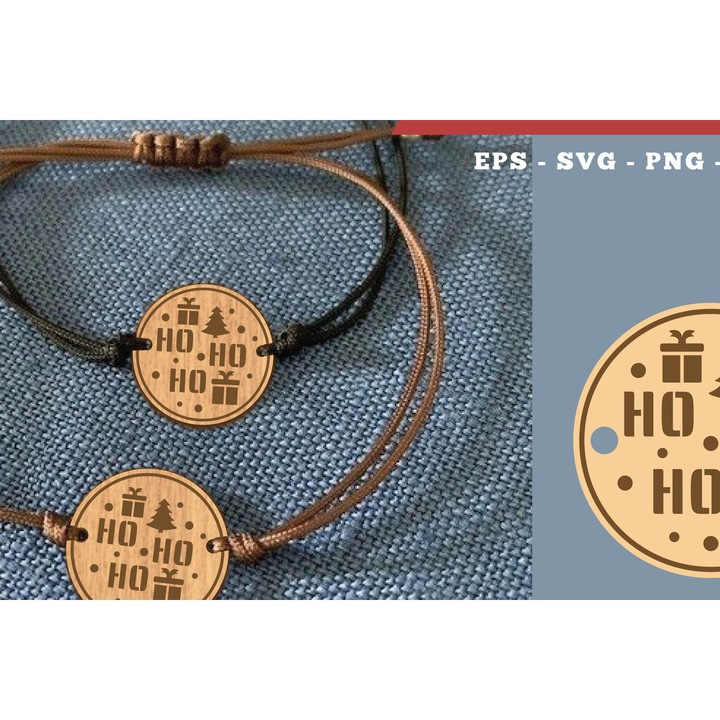 Bratara de Craciun din lemn, Intrahome, taiata cu laser, 5x5 cm, set pentru decoratiuni si proiecte DIY