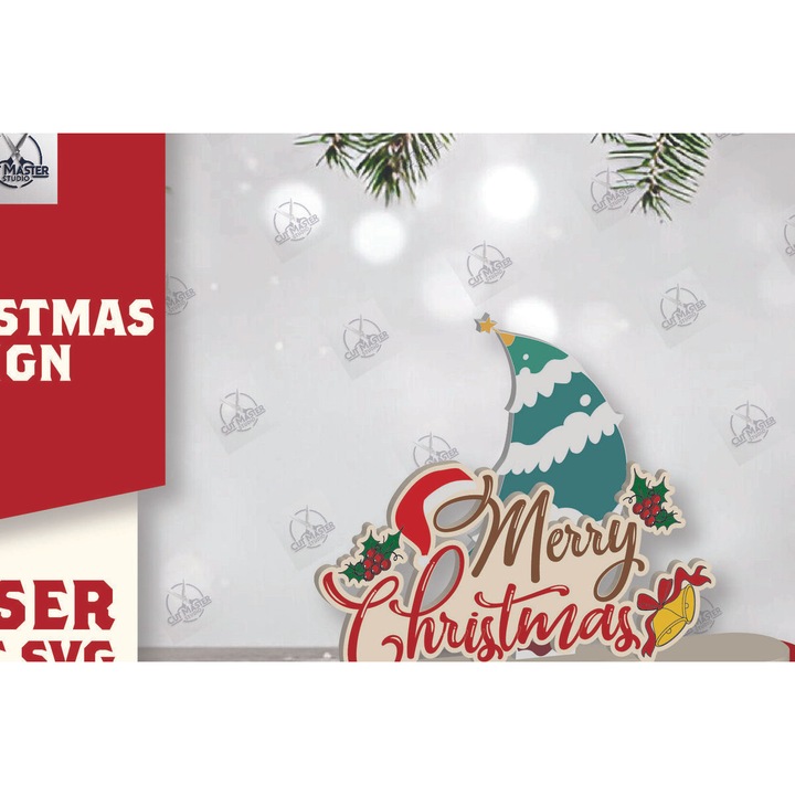 Semn de Craciun din lemn, Intrahome, 15x15 cm, 3mm-4mm, pentru decoratiuni si proiecte DIY