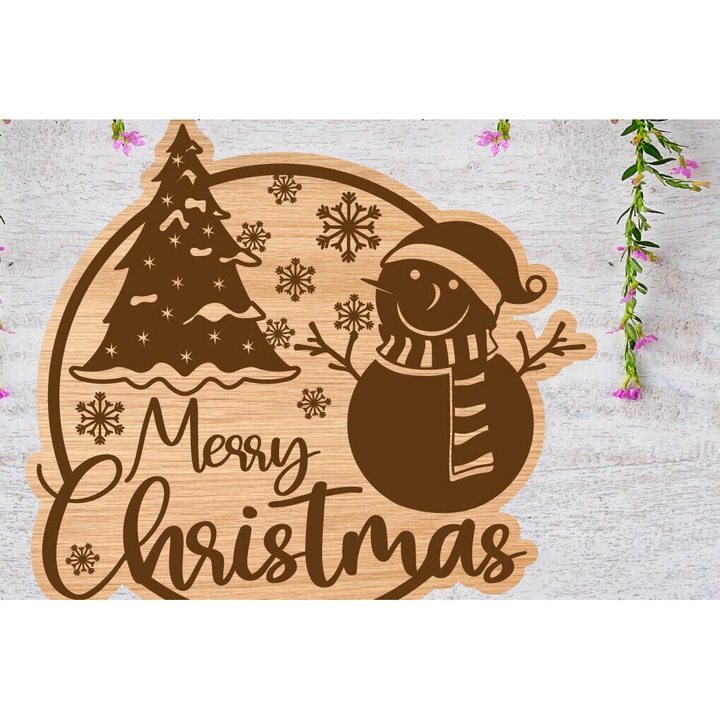 Placa decorativa din lemn, Intrahome, Craciun, 30x20 cm, 3mm-4mm, set de 10 bucati