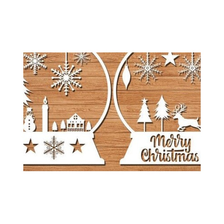 Sfera de Craciun din lemn, Intrahome, 15x15 cm, din plywood 3mm-4mm, pentru decoratiuni si proiecte DIY