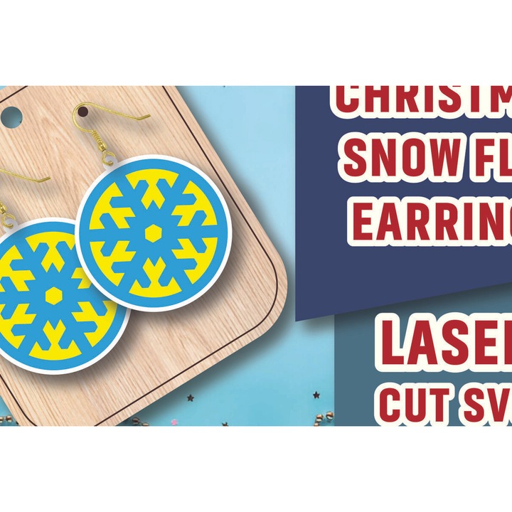 Cercei de Craciun Snow Flex, Intrahome, 3x3 cm, din plywood, set de decoratiuni