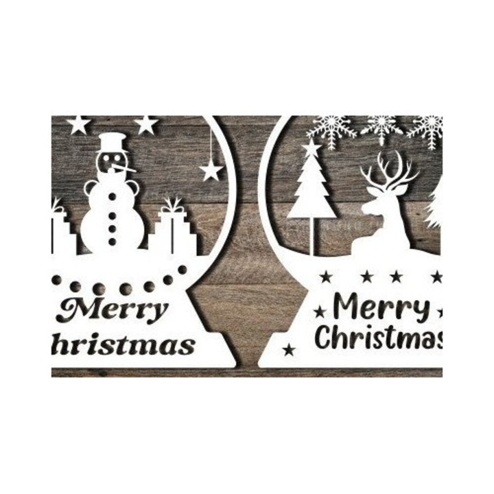 Sfera de Craciun din lemn, Intrahome, 15x15 cm, 3mm-4mm, pentru decoratiuni si proiecte DIY