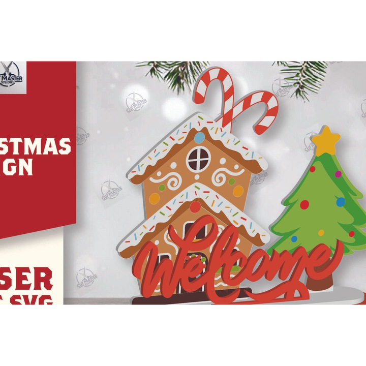 Semn de Craciun din lemn, Intrahome, 15x15 cm, 3mm-4mm, pentru decoratiuni si proiecte DIY