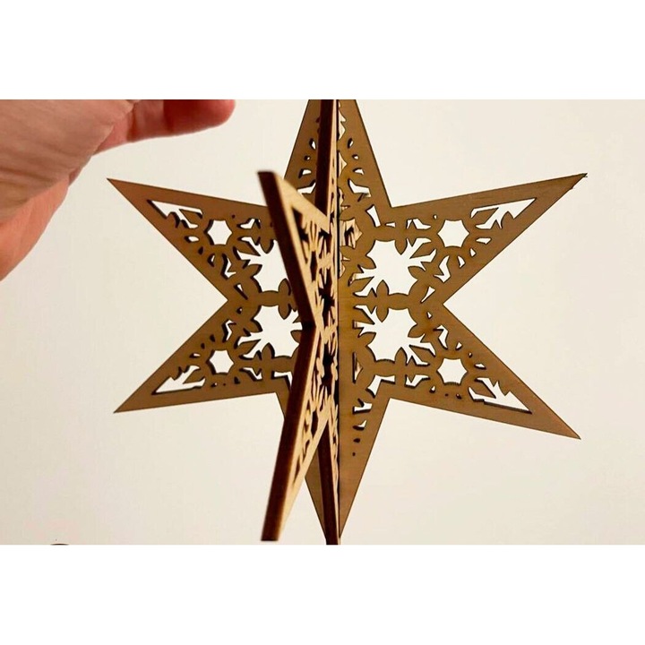 Set decorativ 3D CHRISTOUGENNIATIKA ASTERIA, dimensiuni 3x3 cm, din plywood, pentru decorare si proiecte DIY