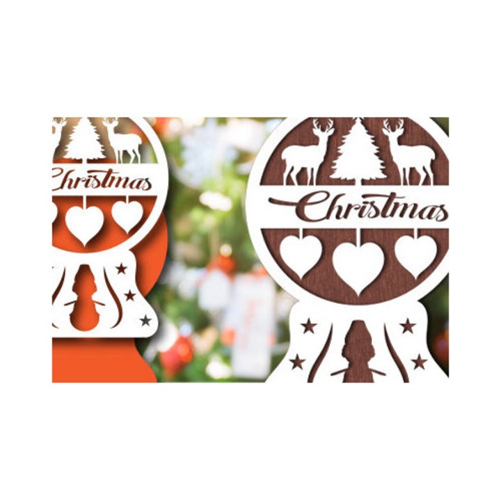 Glob de Craciun din lemn Plywood 3mm-4mm, 15x15 cm, set pentru decoratiuni si proiecte DIY