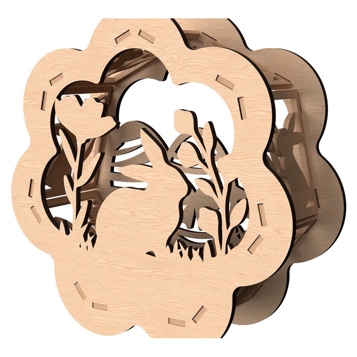 Lampa cu suport din lemn plywood 3mm-4mm, Intrahome, 30x20cm, ideala pentru decorare si proiecte DIY