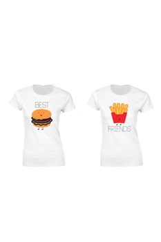 Set de 2 tricouri pentru cuplu Best Friends Hamburger/Cartofi , marimea L Set de 2 tricouri pentru cuplu Best Friends Hamburger/Cartofi , marimea L