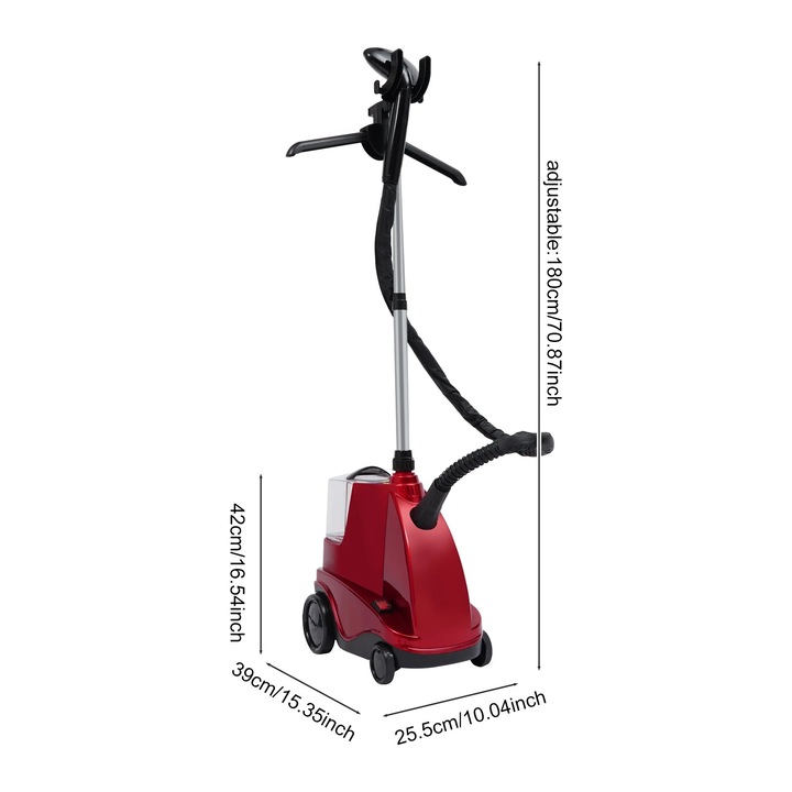 Aparat de calcat vertical cu abur, Steamer pentru haine, 2500 W, Rezervor 2, 5 l, Comercial, Placa metalica, Suport din teava de fier