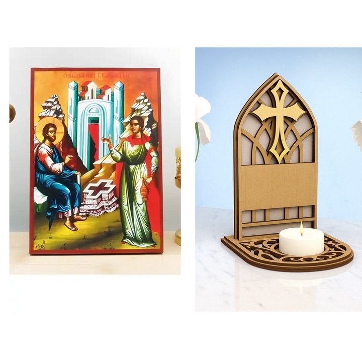 Icoana Ortodoxa, Intrahome, Iisus Hristos cu Samarineanca, 8 culori, 45x35 cm