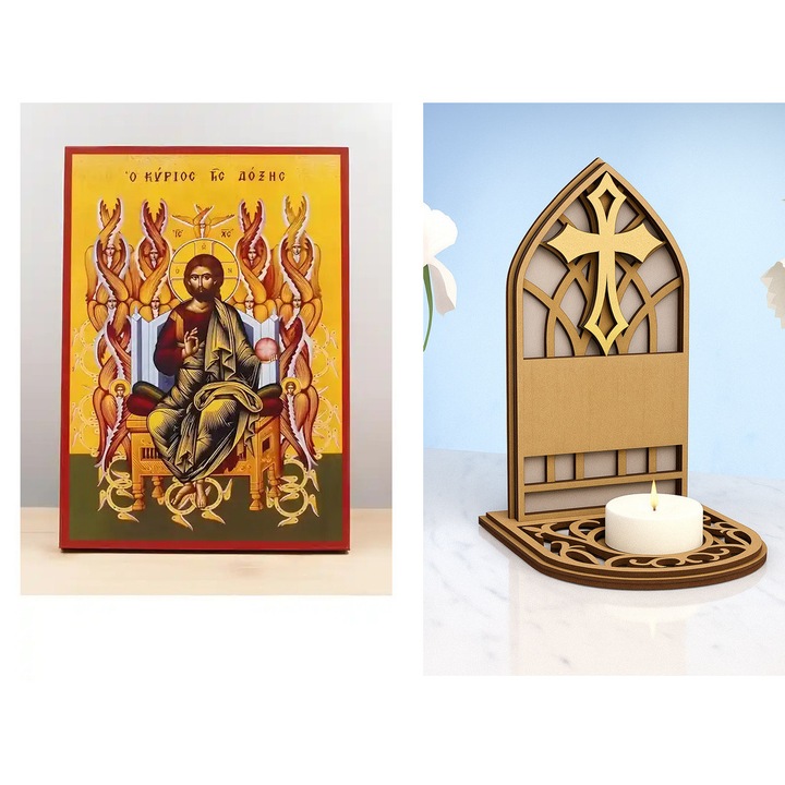 Icoana ortodoxa, Intrahome, stil bizantin, 8 culori, 45x35 cm