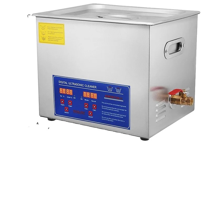Ultrahangos tisztító készülék, 15L, rozsdamentes acél, 600W, szemüvegekhez, ékszerekhez, órákhoz