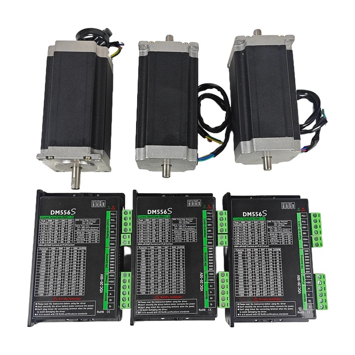 Motor pas cu pas, 3 bucati cu drivere, design hibrid, cuplu mare, metal durabil