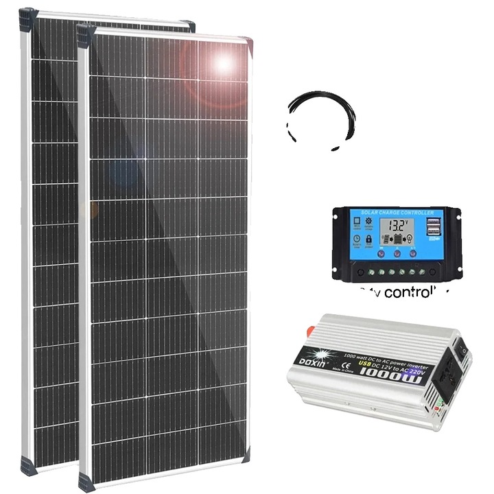 Panou solar, 300W, monocrystalline, design usor, 1045x550x25mm, set 1000W