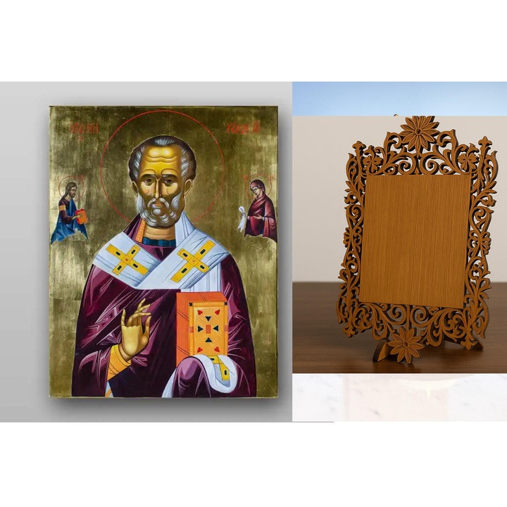 Icoana ortodoxa, Intrahome, Sf. Nicolae, 8 culori, 50x40 cm