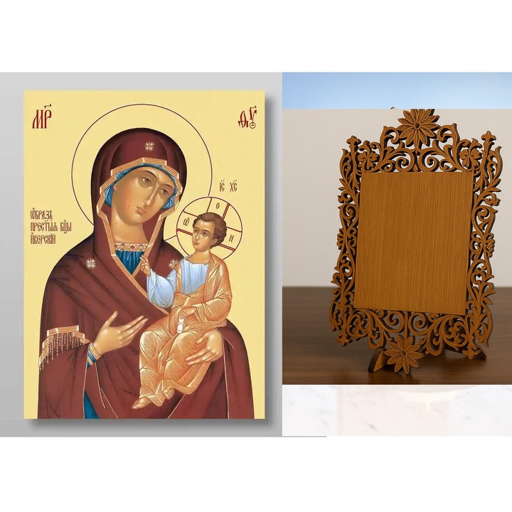 Icoana ortodoxa, Intrahome, Theotokos, 8 culori, 10x7 cm