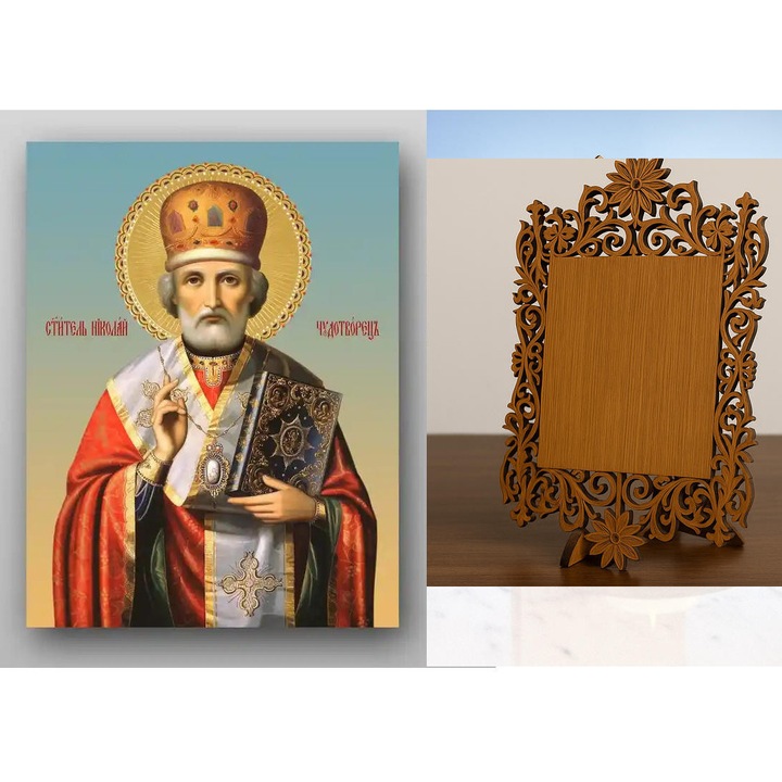 Icoana Ortodoxa, Intrahome, Sf. Nicolae, 8 culori, 50x40 cm