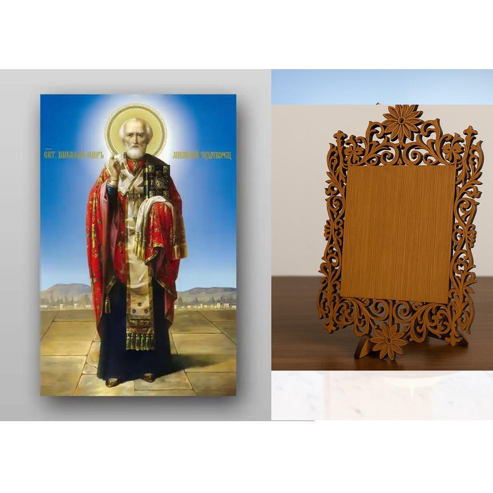Icoana ortodoxa, Intrahome, Sf. Nicolae, 8 culori, 50x40 cm