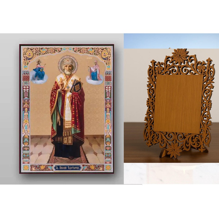Icoana ortodoxa, Intrahome, Sf. Nicolae, 8 culori, 50x40 cm